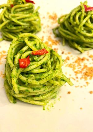 Foto di Spaghetti con pesto di rucola