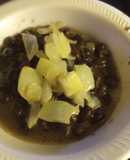 Black Beans with Vinegar-Butter, Poached Onion