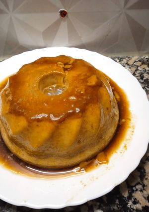 Una foto de Flan de Bananas