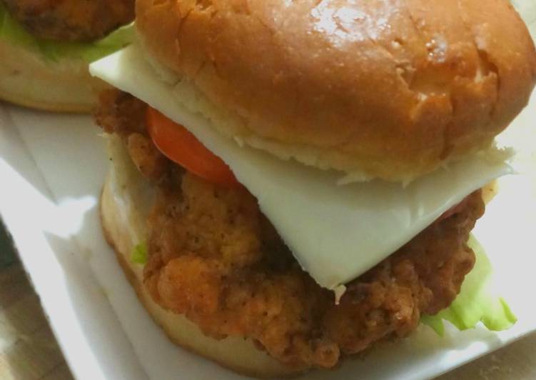 Easiest Way to Prepare Perfect Air-fried chicken zinger burger