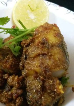 A picture of Pan fried masala fish.(dinner).