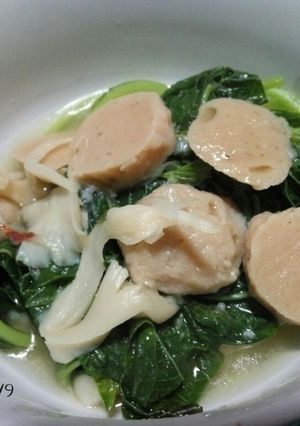 Foto resep Sup Bayam Jamur Bakso