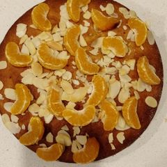 A picture of Brown sugar almond cake with a bit almond liqueur.