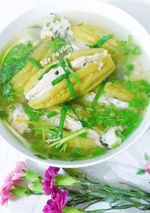 Hình của món Canh khổ qua dồn cá thác lác.