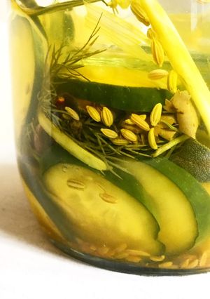 A picture of Pickled cucumbers 🥒.