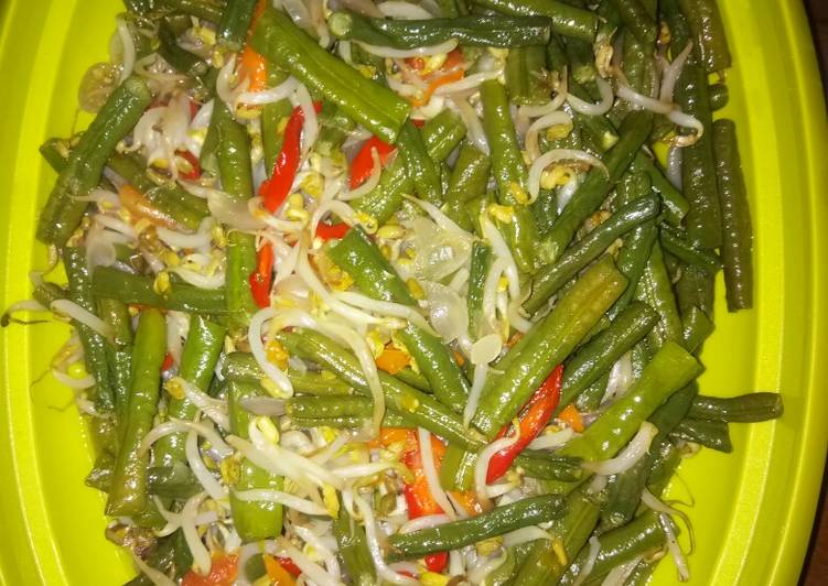 Tumis kacang panjang + tauge....