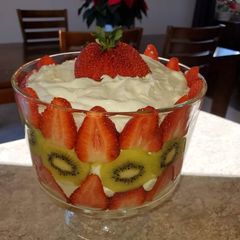 A picture of Creamy Fruit and Cake Delight Trifle.
