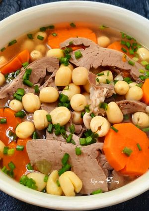 Hình của món Tim heo hầm hạt sen.