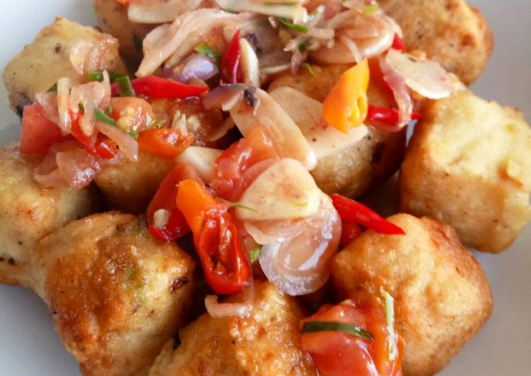 Resep masakan Tahu tepung sambel matah | Cara Bikin Tahu tepung sambel matah Yang Enak Banget