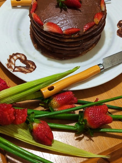 A picture of Chocolate Pancake with Strawberry🍓🍓🥞🥞.