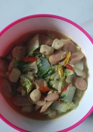 Foto resep Tumis sawi putih sosis bakso
