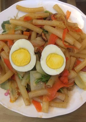 Hình của món Nui xào rau củ đủ dinh dưỡng cho ngày chán cơm.
