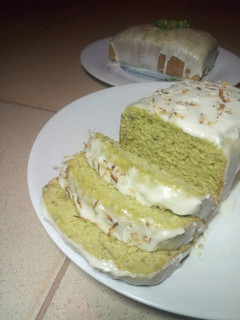 A picture of Avocado loaf with orange glaze.