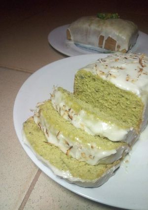 A picture of Avocado loaf with orange glaze.