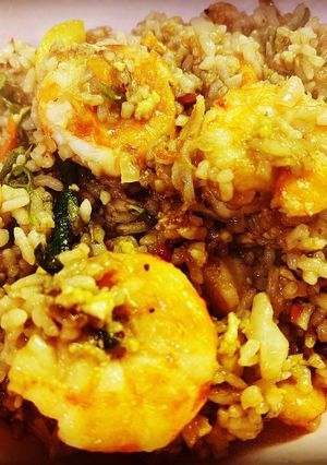 A picture of Prawn and Veggie Fried Rice.