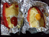 Morrones con queso y huevo al horno