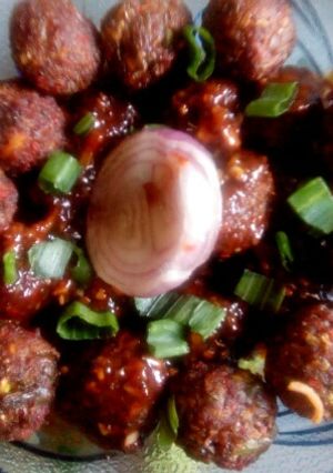 A picture of Dry Manchurian.