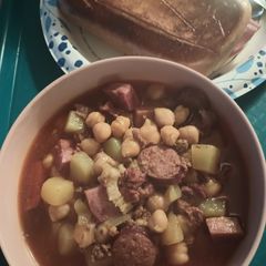 A picture of Spanish Bean Soup from my Mother's Recipe Card.