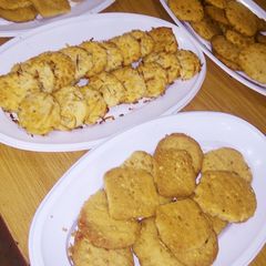 Cornflakes, Oat, Coconut and Groundnut cookies A picture of Cornflakes, Oat, Coconut and Groundnut cookies.