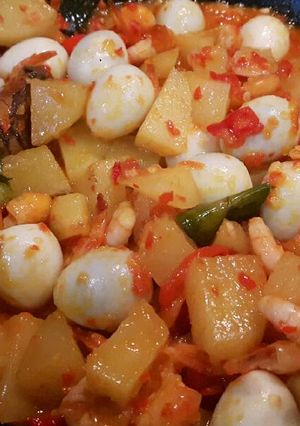 Foto resep Balado Udang kentang dan telor puyuh