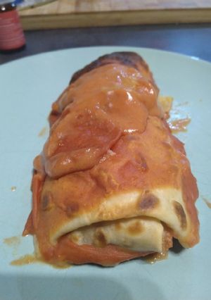 Une photo de Crêpe truite poireau tomate confite