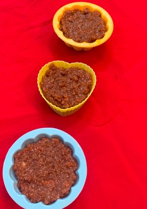 A picture of Lapsi carrot halwa with jaggery.
