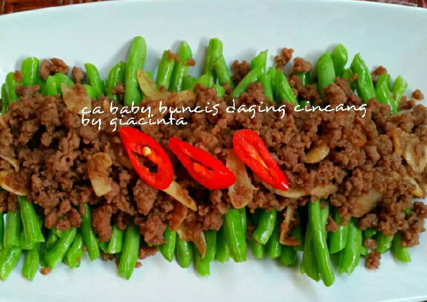 Ca baby buncis daging cincang