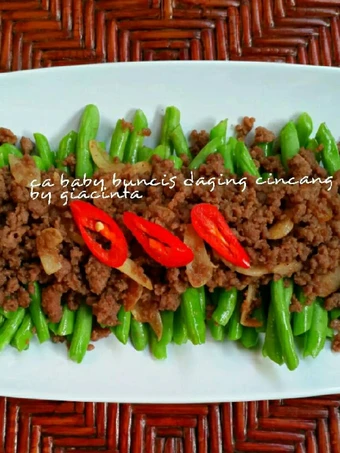 Langkah Gampang Membikin Resep  Ca baby buncis daging cincang yang Enak Banget, Enak Banget
