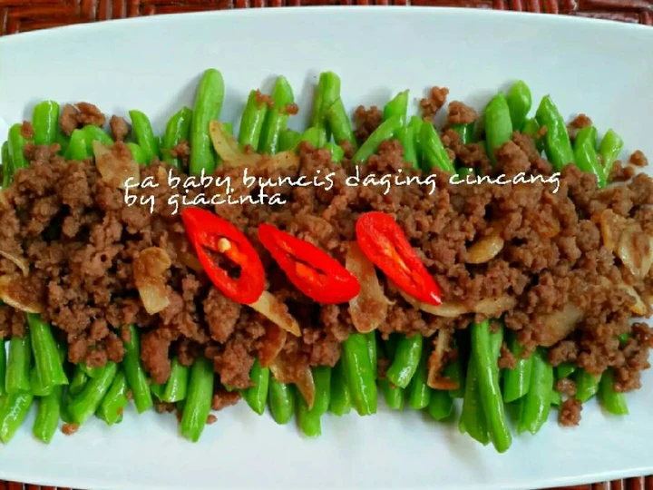 Langkah Gampang Membikin Resep  Ca baby buncis daging cincang yang Enak Banget, Enak Banget