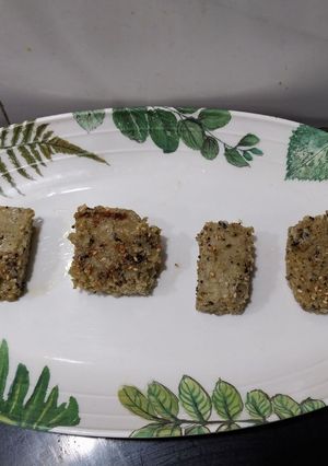 A picture of Moong and Urad Dal dhokla.