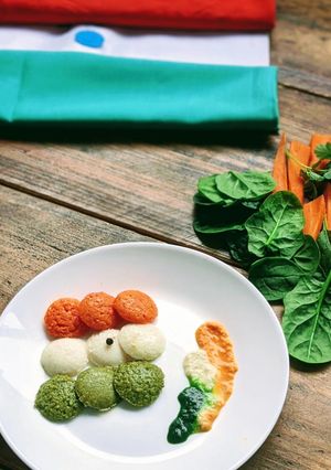 A picture of Tricolor idlis - tiranga idlis.