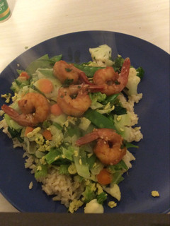A picture of Stir fry with shrimp .