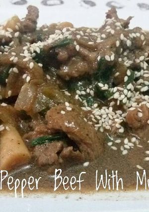 Foto resep Black Pepper Beef with Mushroom