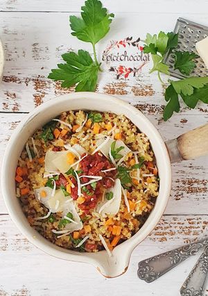 Une photo de Quinoasotto carottes chorizo