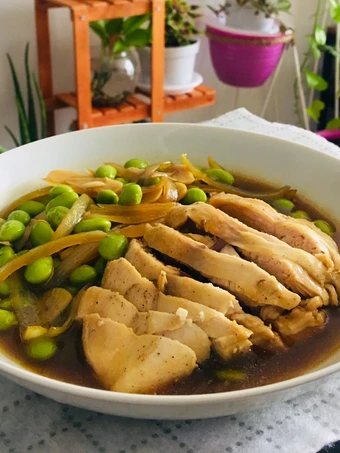Cara Mudah Menyiapkan Resep  Ayam edamame kukus dengan saos lada Hitam yang Lezat Sekali, Lezat Sekali