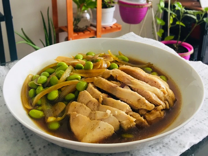 Langkah Gampang Membuat Resep  Ayam edamame kukus dengan saos lada Hitam yang Enak Banget, Lezat