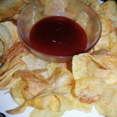Homemade SaltedCrisps with sauce #themechallenge A picture of Homemade SaltedCrisps with sauce #themechallenge.