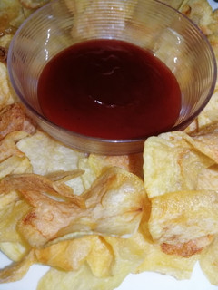A picture of Homemade SaltedCrisps with sauce #themechallenge.