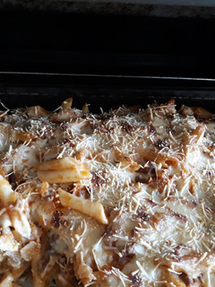 Una foto de Macarrones al horno con chistorra