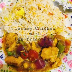 Cashew Chicken with Egg Fried Rice A picture of Cashew Chicken with Egg Fried Rice.