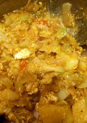 A picture of Cabbage aloo, egg,.