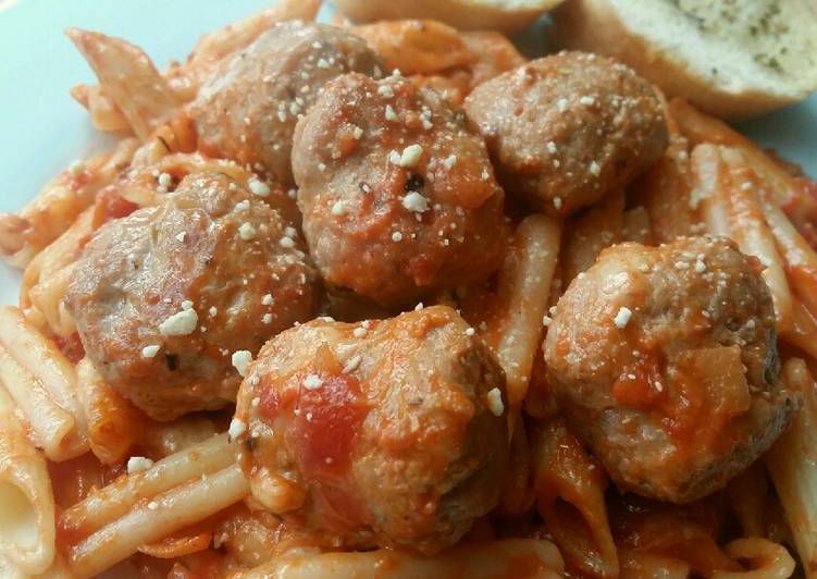 5 Easy Dinner Vickys Sausage Meat Meatball Pasta Bake, GF DF EF SF NF