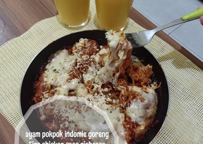 Ayam pokpok indomie goreng fire chicken saos richeese Mozarella