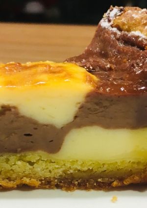 Une photo de Flan pâtissier bicolore, vanille chocolat