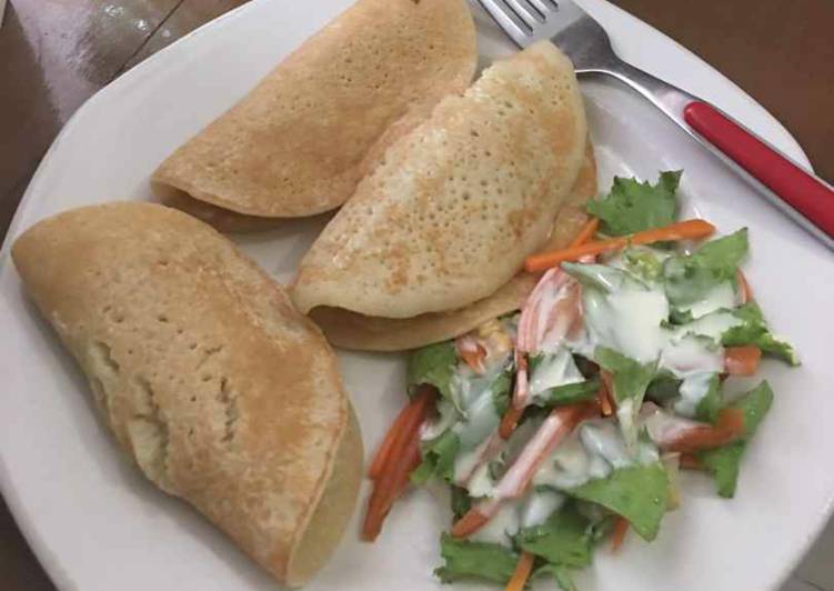 Steps to Make Homemade Pancake with coleslaw