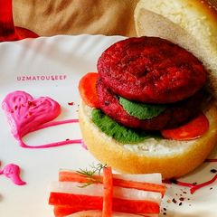 A picture of Beetroot burger.
