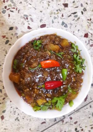 A picture of Mutton keema curry.