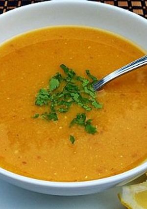 A picture of Egyptian Red Lentil Soup.