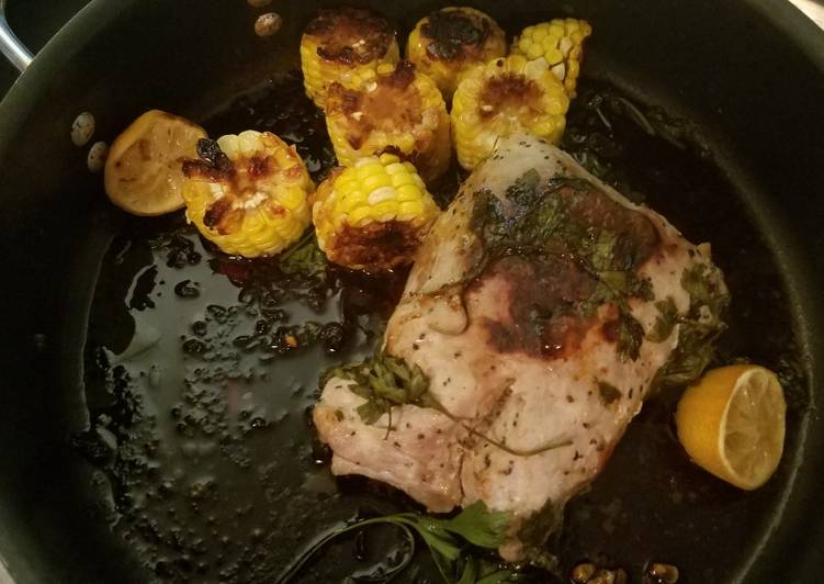 Roasted porkloin and corn medallions
