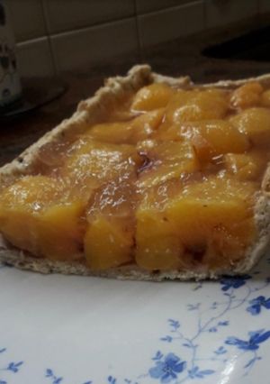Una foto de Tarta de duraznos súper light
